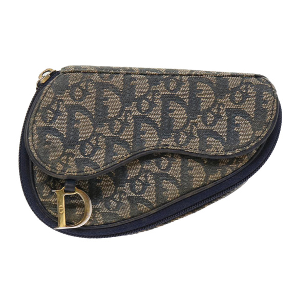 Christian Dior Trotter Canvas Saddle Pouch Navy Auth bs6504 - Picture 13 of 16